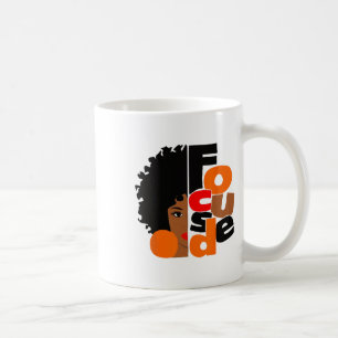 Caneca De Café Garota Negra Focada Melanina Arte Afro-Americana