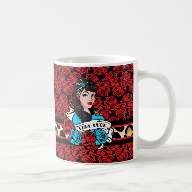 Caneca De Café Garota Pin-up, Lady Luck (Direita)