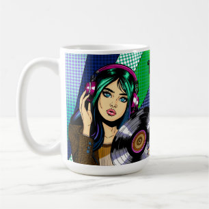 Caneca De Café Garota Pop Art com Gravação Personalizada
