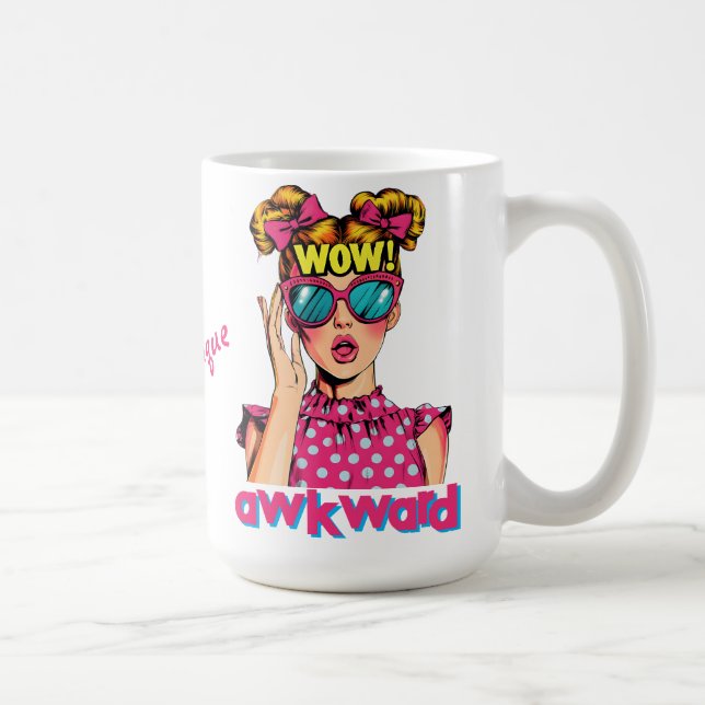 Caneca De Café Garota Popart Diz "WOW Constrangedor" (Direita)