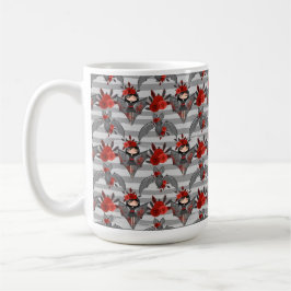 CANECA DE CAFÉ GAROTA PRETA ADORÁVEL COM FLORES VERMELHAS