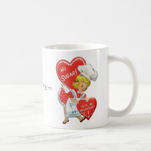 Caneca De Café Garota retrô vintage valentine oi açúcar