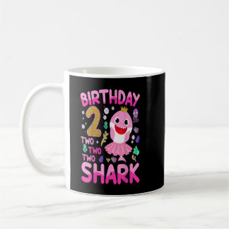 Caneca De Café Garota segundo aniversário De Tubarão Cuja Criança