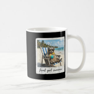 Caneca De Café garota selvagem verão guaxinim meme engraçado mulh