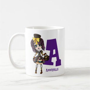 Caneca De Café Garota Steampunk Moça Cosplay Fan Batizada de Art
