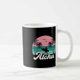 Caneca De Café Garota Surfista Aloha Havaí Surfismo Vintage Havai
