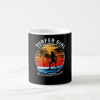 Caneca De Café Garota surfista como uma garota normal, mas mais l