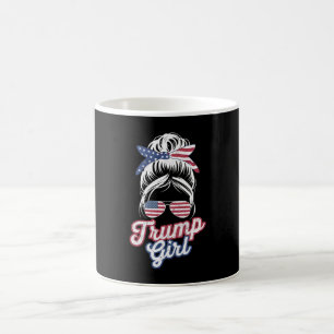 Caneca De Café Garota Trump Cabelo Desgrenhado Vintage Bandeira A