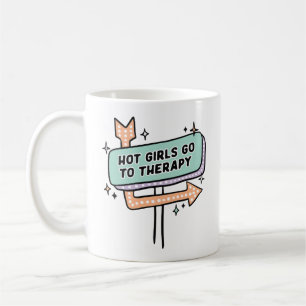 Caneca De Café Garotas Quentes Vão à Terapia Sinal Retro