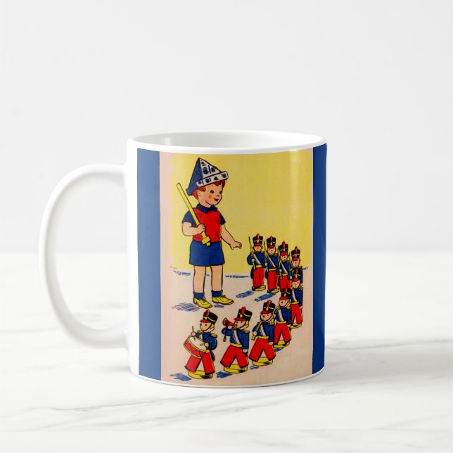 Caneca De Café garotinho bonito com soldados de brinquedo (Esquerda)