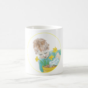 Caneca De Café Garoto Com Daffodils