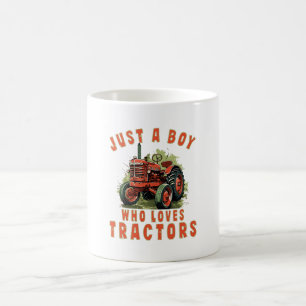 Caneca De Café Garoto da Vida no Campo que ama tratores