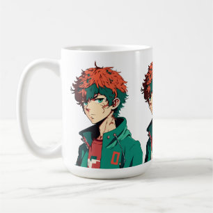 Caneca De Café Garoto de Anime: Cabelo Laranja e Verde - Delícia