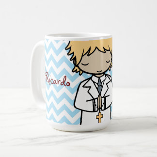 Caneca De Café Garoto louro da Primeira Comunhão Adorável
