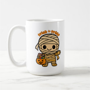 Caneca De Café Garoto Múmia Bonita Sorrindo com Bolsa de Bomba
