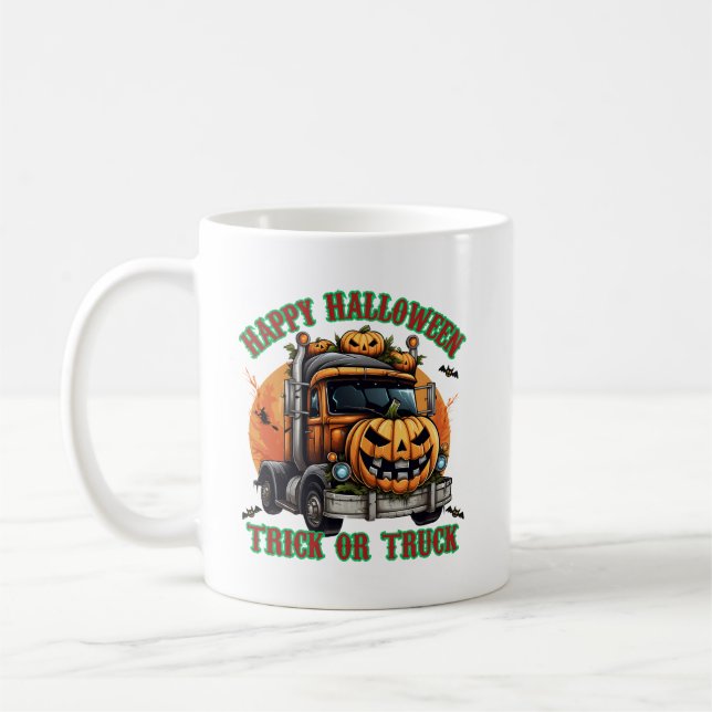 Caneca De Café Garotos De Caminhão De Bomba De Halloween Bonitos  (Esquerda)