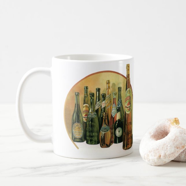 Caneca De Café Garrafas de Cerveja Importada Vintage, Álcool, Beb (Com Donut)