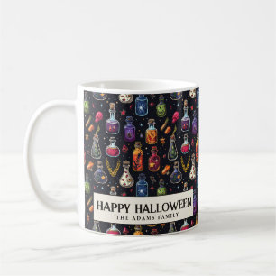 Caneca De Café Garrafas de Veneno Coloridas no Dia das Bruxas