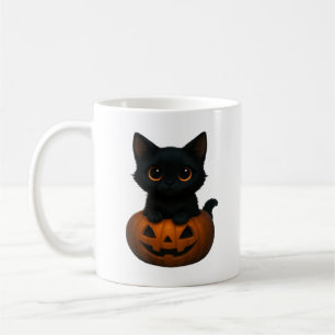 Caneca De Café Gata Abóbora Camisa Assustadora de Halloween Fofo