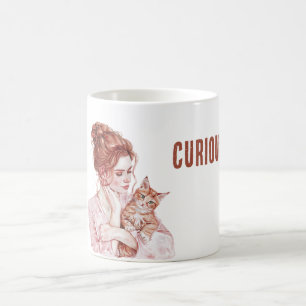Caneca De Café Gata Branca Laranja Cabelo Vermelho Feminino