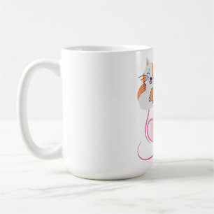 Caneca De Café Gata Caprichosa Mamãe Corações Rosa & Floral de Fl