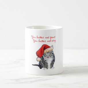 Caneca De Café Gata do Papai Noel - É melhor não ficar com raiva!