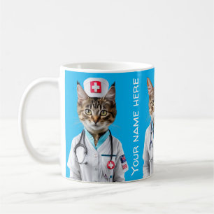 Caneca De Café Gata Enfermeira Médica Saúde de enfermagem