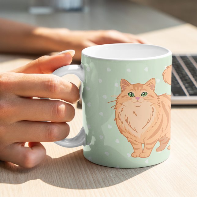 Caneca De Café Gata Laranja de Pelo Comprido Mãe Personalizada (Criador carregado)