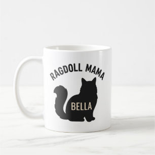 Caneca De Café Gata Mãe Ragdoll Silhueta Nome Personalizado