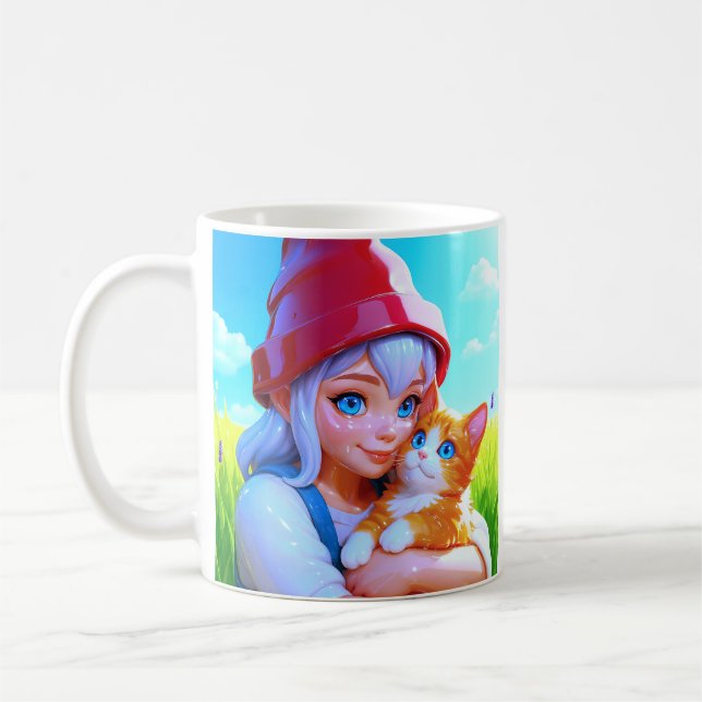 Caneca De Café Gata Menina Fofa (Esquerda)