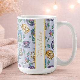 Caneca De Café Gata Personalizada Beleza e a Fera Livro Menina
