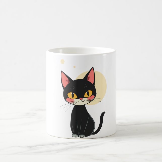 Caneca De Café gata preta engraçada, retro gata (Centro)