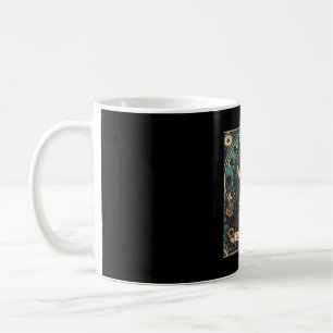 Caneca De Café Gata Senhora Haloween Esqueleto Floral Lua Bússola