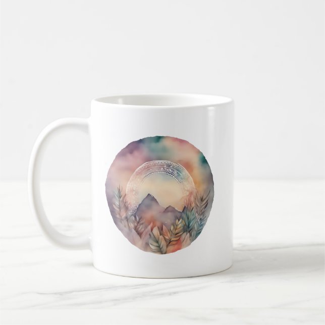 Caneca De Café Gateway to Serenity: Montanhas e Folhagem (Esquerda)