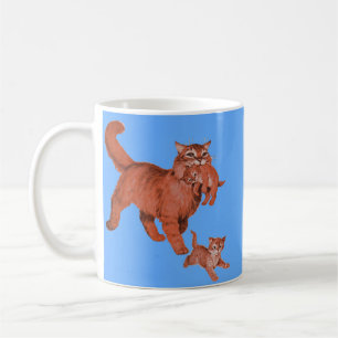 Caneca De Café gatinha mamãe e gatinhos dos anos 50