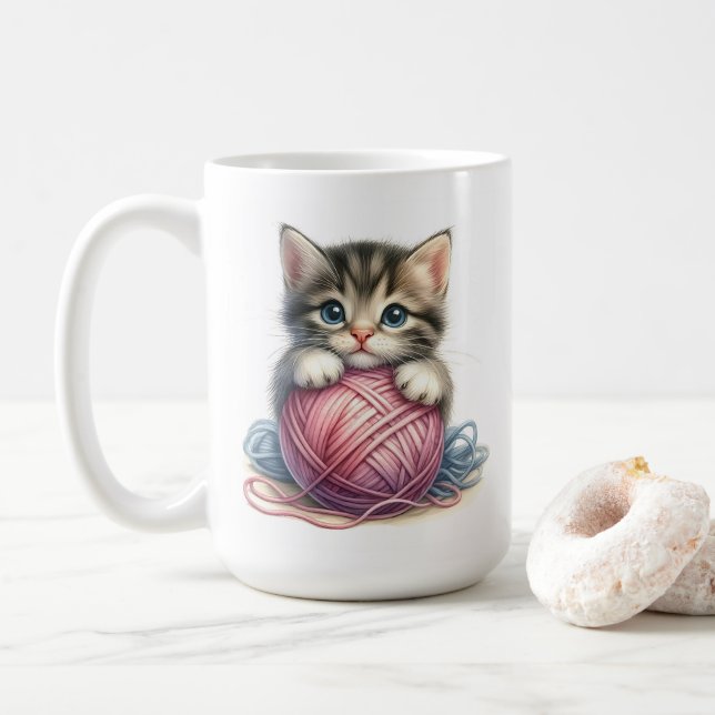Caneca De Café Gatinho Adorável com Gato Fofo (Com Donut)