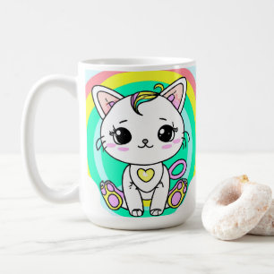 Caneca De Café Gatinho arco-íris