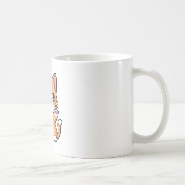 Caneca De Café Gatinho Atito Laranja Fofo Acenando (Direita)