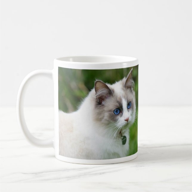 Caneca De Café Gatinho Bela de Olho Azul (Esquerda)