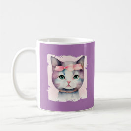 Caneca De Café Gatinho bonito com Arco cor-de-rosa
