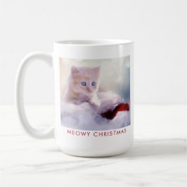 Caneca De Café Gatinho Bonito Descansando em um Papai Noel Feliz 