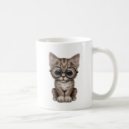 Caneca De Café Gatinho bonito do gato malhado de Brown com vidros