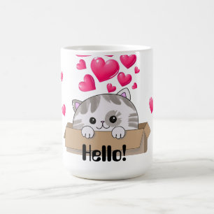 Caneca De Café Gatinho bonito saindo de uma caixa