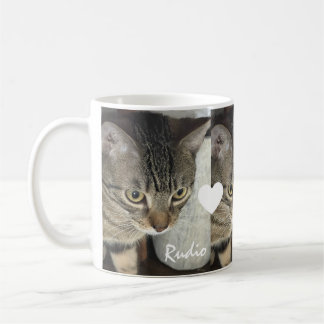 Caneca De Café Gatinho Bonito Três Foto Nome De Coração Pet