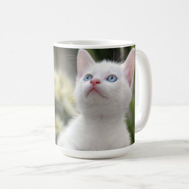 Caneca De Café Gatinho branco turco (Frente Esquerda)