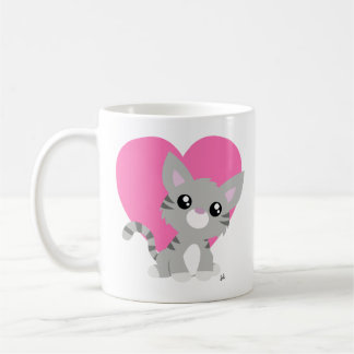 Caneca De Café Gatinho Cinza dia de os namorados