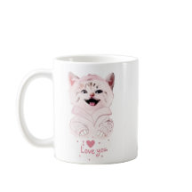 Gatinho Cor-De-Rosa "Eu ❤️ Te Amo" Gato Adorável P