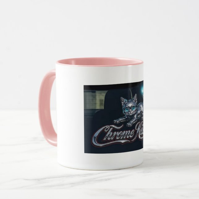 Caneca de Café Gatinho Cromado (Frente Esquerda)