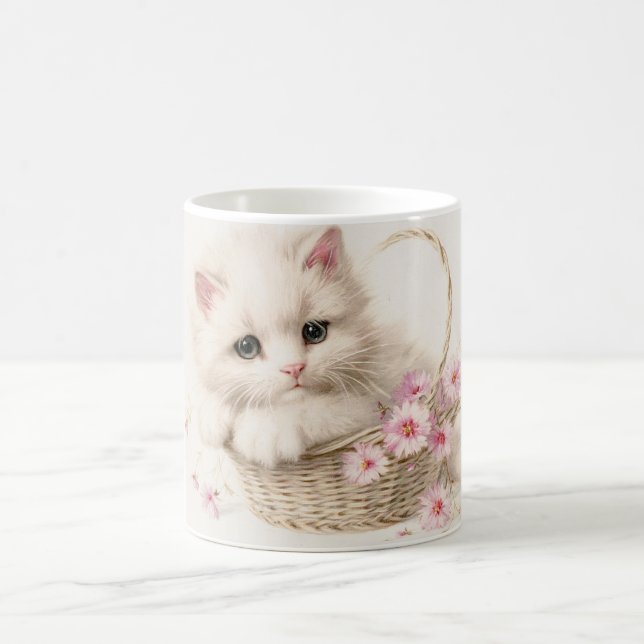 Caneca De Café Gatinho da Cesta Florida (Centro)