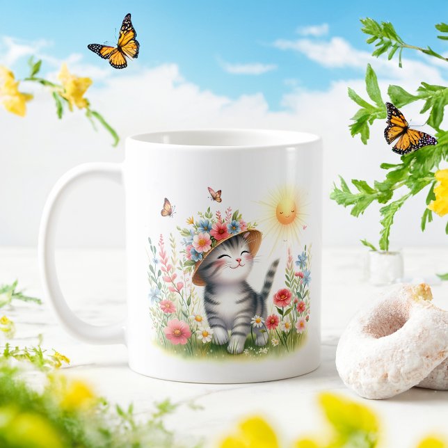 Caneca De Café Gatinho de Aquarela primavera - Kid Mug (Criador carregado)